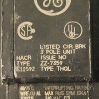 General Electric GE 3 Pole 15A Circuit Breaker 240VAC ZZ7359 2Pos