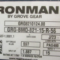 Grove Gear GRG8210124.00 Gearbox GRGBMQ82115R56 15:1 Ratio 1" Shaft Dia NOS