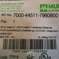 Murr Elektronik 7000-44511-7960800 Ethernet Cable M12 Male 8M 60V 4A NEW