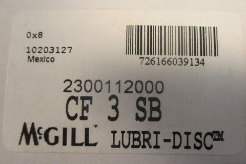 McGil CF 3 SB Cam Follower Bearing CF-3-SB 3" OD 1-1/4" Stud Dia 2-1/2" Stud L