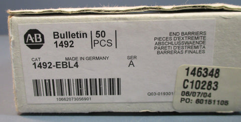 Box 50 Allen Bradley 1492EBL4 Terminal Block End Barriers Yellow & Gray NIB