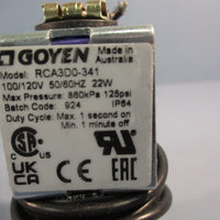 GOYEN RCA3D0341 SOLENOID VALVE 100/120V 50/60HZ 22W 860KPa 125psi IP64