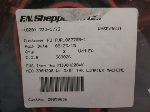 Lot of 2| F.N. Shepard&Co Neoprene Timing Belt: TN390H200AK, NEO 390H200