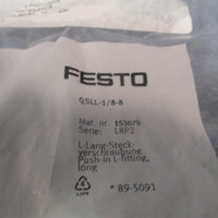 Festo 153079 PushIn Long LFitting R1/8" x 8mm Tube QSLL1/88