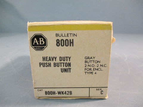 ALLEN BRADLEY 800H-WK42B SER.C HEAVY DUTY PUSHBUTTON (GRAY BUTTON)