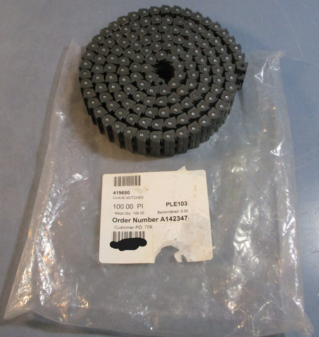 Conveyor Notched Chain 419690 1/2" Pitch Nylon Black Approx 6' Long