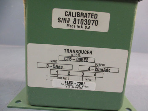 FLEX-CORE CT5-005E2 CURRENT TRANSDUCER 0-5aAC 4-20mAdc