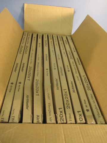 BOX OF (10) 20X20X1 AIR HANDLER FIBERGLASS DISPOSABLE AIR FILTER 1W097