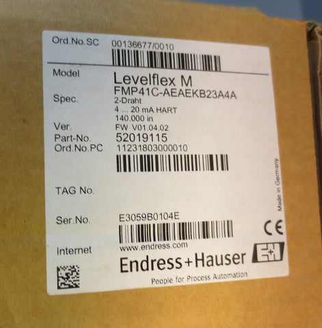 Endress + Hauser Level Transmitter LevelFlex M FMP41CAEAEKB23A4A, 52019115 NEW