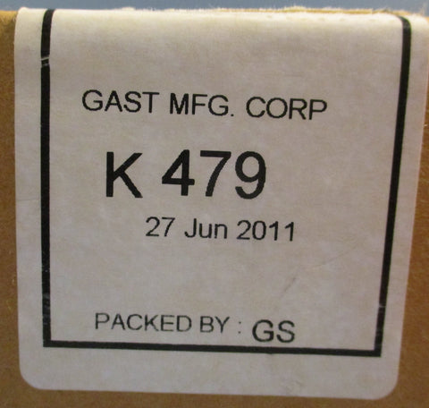 Gast MFG K479 Repair Kit For 23 Series Oilless Vacuum Pump Vanes and Gasket Only