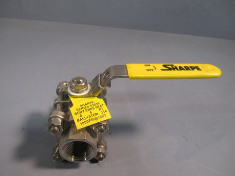 SHARPE CF8M 316 3/4" 1000 CWP S/S FULL PORT 2-WAY BALL VALVE WITH HANDLE 53036