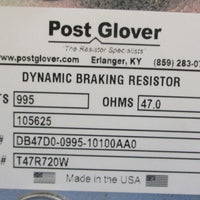 Post Glover T47R720W Dynamic Braking Resistor DB47D0099510100AA0 995W 47Ohms