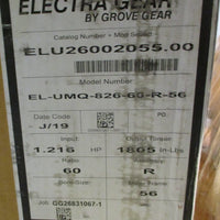 Electra Gear ELU26002055.00 Gearbox EL-UMQ-826-60-R-56 60:1 Ratio 1-1/4" Shaft D