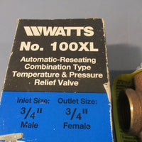 Watts 100XL 3/4" Temperature & Pressure Relief Valve 125 Psi 210 F Max, Bronze