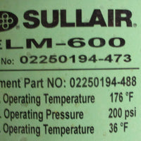 Sullair ELM-600 Filtration Mist Eliminator 02250194-473 2" Flange 1/2" NPT Dia