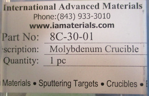 International Advanced Materials 8C-30-01 Molybdenum Crucible 1-3/4" OD Top