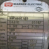 Warner Electric Baldor 35P450Z185 DC Motor 1.5HP 2400RPM 143TC 7/8" Shaft Dia
