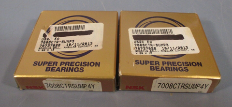 Lot of 2 NSK Super Precision Ball Bearings 7008CTRSUMP4Y