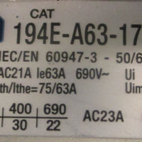 Allen Bradley 194EA631753 Ser B Disconnect Switch 194EA63PE 690VAC 50/60Hz