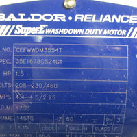 Baldor Reliance CEFWWDM3554T Washdown Duty Motor 1.5HP 1755RPM 7/8" Shaft Dia