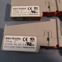 Lot of (2) Allen-Bradley 1734-MB SER A REV 01 95723405 Base Module