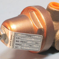 Cash Valve 041600016 A16 1/4" Safety Relief Valve 250PSI Max, 16 PSI Set NIB