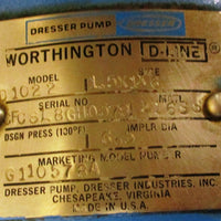 Dresser Worthington D1022 D-Line 1.5x1x6 Centrifugal Pump w/ Baldor 7.5 HP 3 Ph