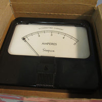 Simpson Analog Panel Meter, Black Spade Type Pointer, AC Current, 0A to 5A 01330