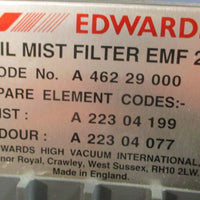 Edwards RV12 Vacuum Pump A65501906 w/ EMF 20 Oil Mist Filter