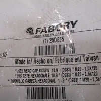 Lot of 2 Packs of (10) FABORY Hex Head Cap Screws 25DG55