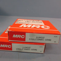 Lot of (2) MRC 112KSZZ Single Row Radial Steel Bearing Steel/C3/ABEC-1/EMQ