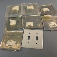 Lot of (8) Hubbell SS2 2Gang 2Toggle Switch Stainless Steel Wall Plate Cover