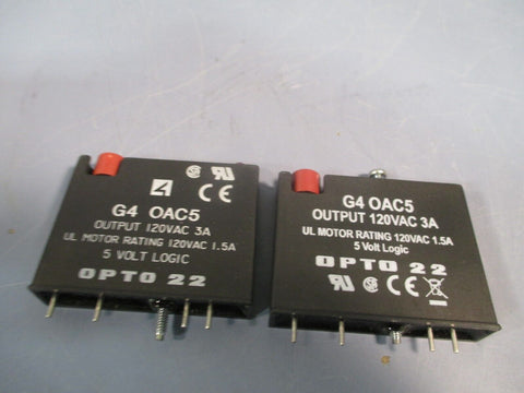 Lot of (2) OPTO 22 Output Logic Module Relay, 120VAC, 5 Volt G4 OAC5A