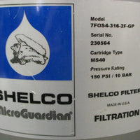 Shelco 7FOS4-316-2F-GP 316L Stainless Steel Filter Housing 150PSI Rating 2" MNPT