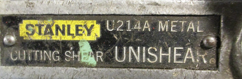 Stanley U214A Metal Cutting Unishear 115V 3.7A 1PH U214.01