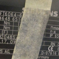 Siemens 1FT60646AF713EB1 Servo Motor Inverter Duty 9100/3000RPM 3PH IP65