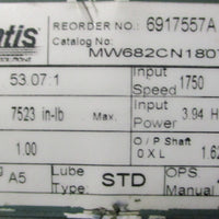 Dodge Quantis MW682CN180TC Gear Reducer 53.07:1 Ratio 1750 RPM 1-5/8" Shaft Dia