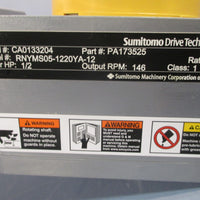 SUMITOMO GEAR REDUCER HP 1/2, 230/460VAC, 146 RPM RATION 12:1 RNYMS051220YA12