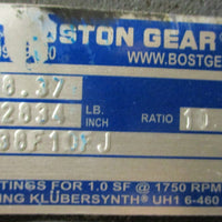 Boston Gear 738F10FJ Gearbox 10:1 Ratio 8.37 HP 73810FJ 1" and 15/8" Shaft Di