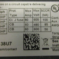 Schneider Electric LC1D38U7 TeSys Control Contactor 3 Poles 38 A 20 HP 480 V