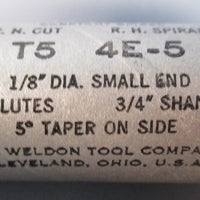 Weldon 5° Tapered End Mill: T54E5, 3/32"DIA, 3/4"SHK, HSS, 3FL, USA