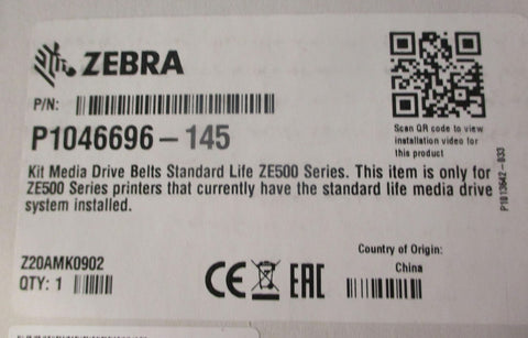 Zebra P1046696145 Media Drive Belt Kit Standard Life ZE500 Series