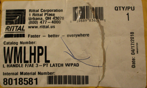 Rittal 8018581 L Handle WMLHPL F/AE Stainless 3 Point Latch w/ Pad