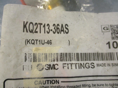 SMC KQ2T13-36AS Push-Fit Tee Fittings 42mm Length Sealed Bag of 10