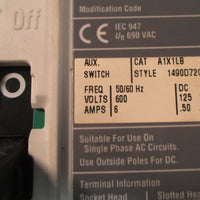 Cutler Hammer HMCP007C0CA02 Ser C 7 A, 3 Pole Circuit Breaker w/ Aux Switch Used