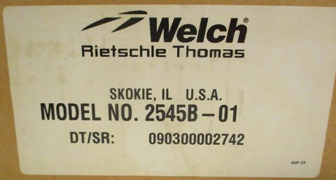 Welch Thomas 2545B01 Piston Dry Vacuum Pump 115V 1.6CFM 50PSI