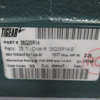Dodge Tigear2 25:1 Gear Speed Reducer 2.26 Hp Max 26Q25R14