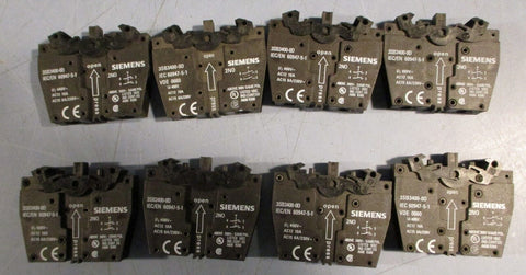 Siemens 3SB3400-0D Contact Block 400 VAC 10 A 2 NO (Lot of 8)