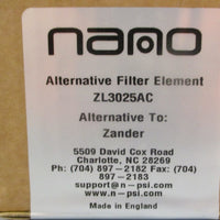 Nano ZL3025AC Activated Carbon Compressed Air Filter Element Approx. 73/4" Long