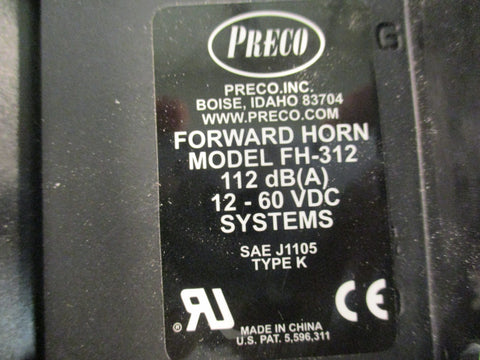 Preco FH312 Forward Horn 112 Decibels 12  60 VDC Continuous Type K